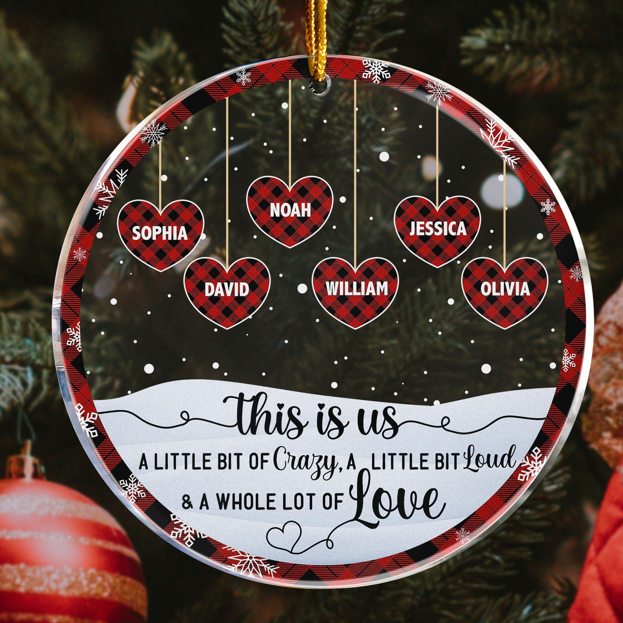 Crazy, Loud, Love Family - Personalized Acrylic Ornament