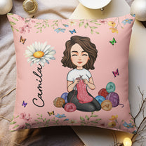 Crochet Knitting Lover, Birth Flower - Personalized Pillow (Insert Included)