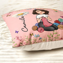 Crochet Knitting Lover, Birth Flower - Personalized Pillow (Insert Included)