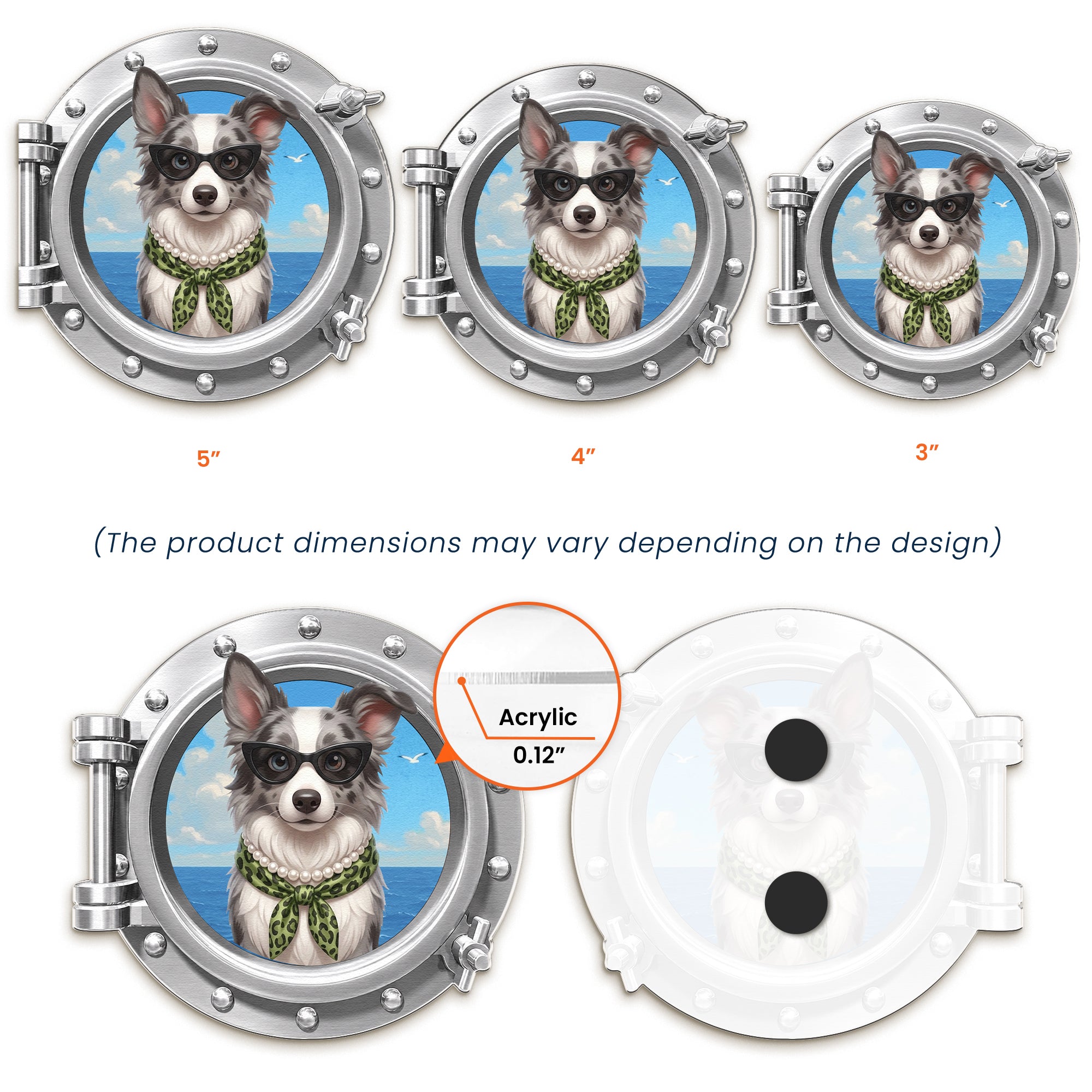 Cruise Door Decor Custom Pet Cartoon Themed Porthole - Personalized Magnet