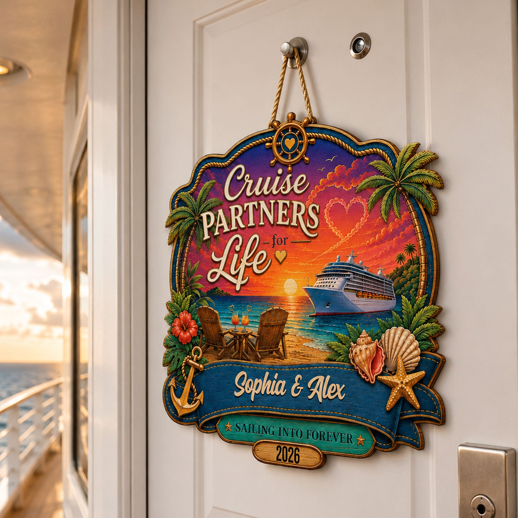 Cruise-Door-Signs-Stateroom-Decor-Cruising-Couple-Vacation,-Honey-Moon-Personalized-Wood-Sign