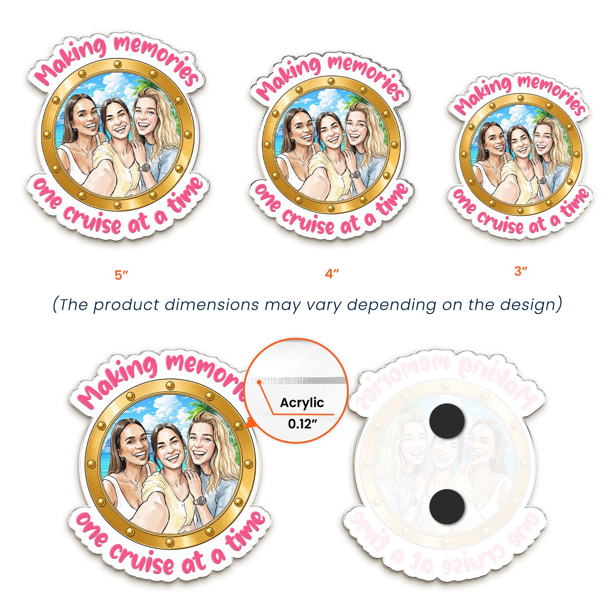 Cruising Besties Cruise Door Decor Friendship Summer Gifts - Personalized Magnet
