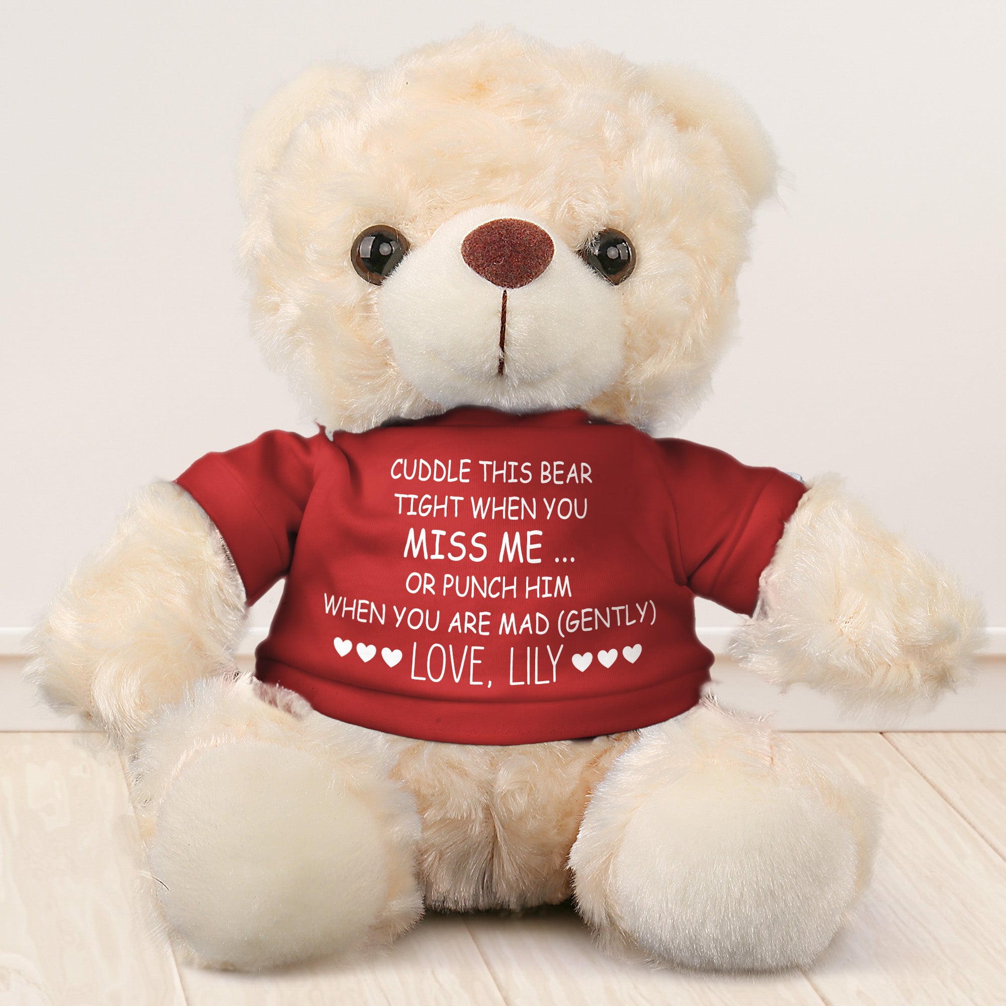 Cuddle This Bear Or Punch Him When You Miss Me - Teddy Bear With Personalized Shirt