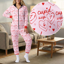 Cupid Says 67 - Trend Genz Genx Slang Couples Six Seven - Personalized Hooded Jumpsuit