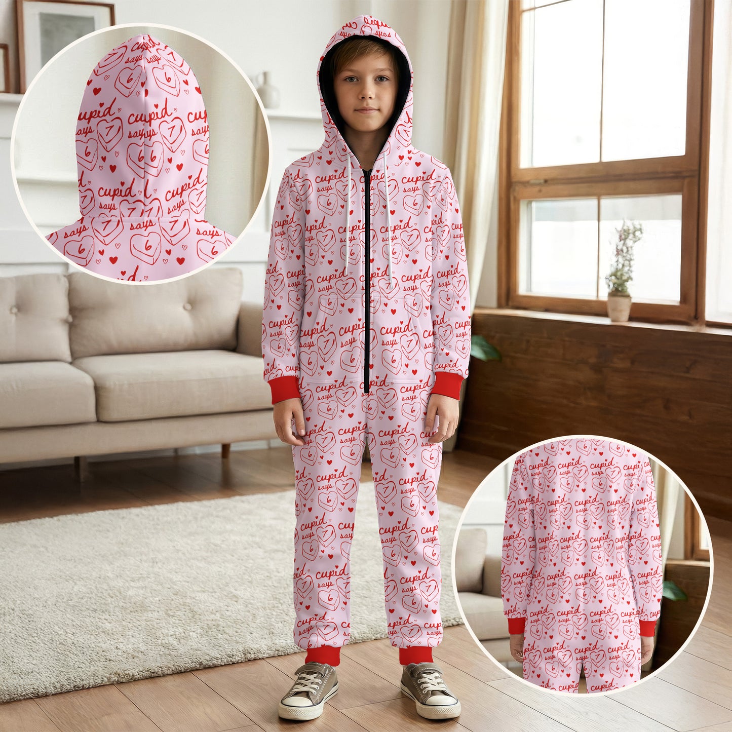 Cupid Says 67 - Trend Genz Genx Slang Couples Six Seven - Personalized Hooded Jumpsuit