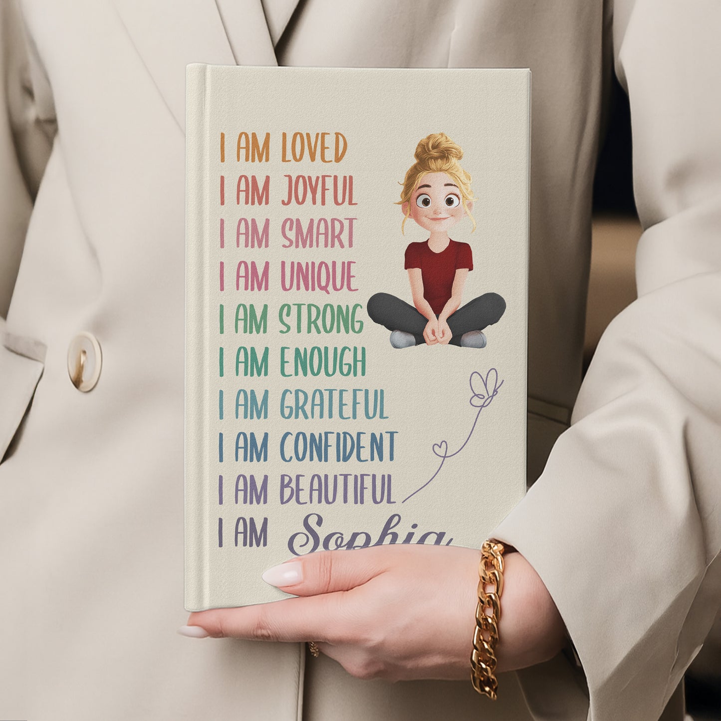 Custom Affirmations For Girl - Personalized Hardcover Journal