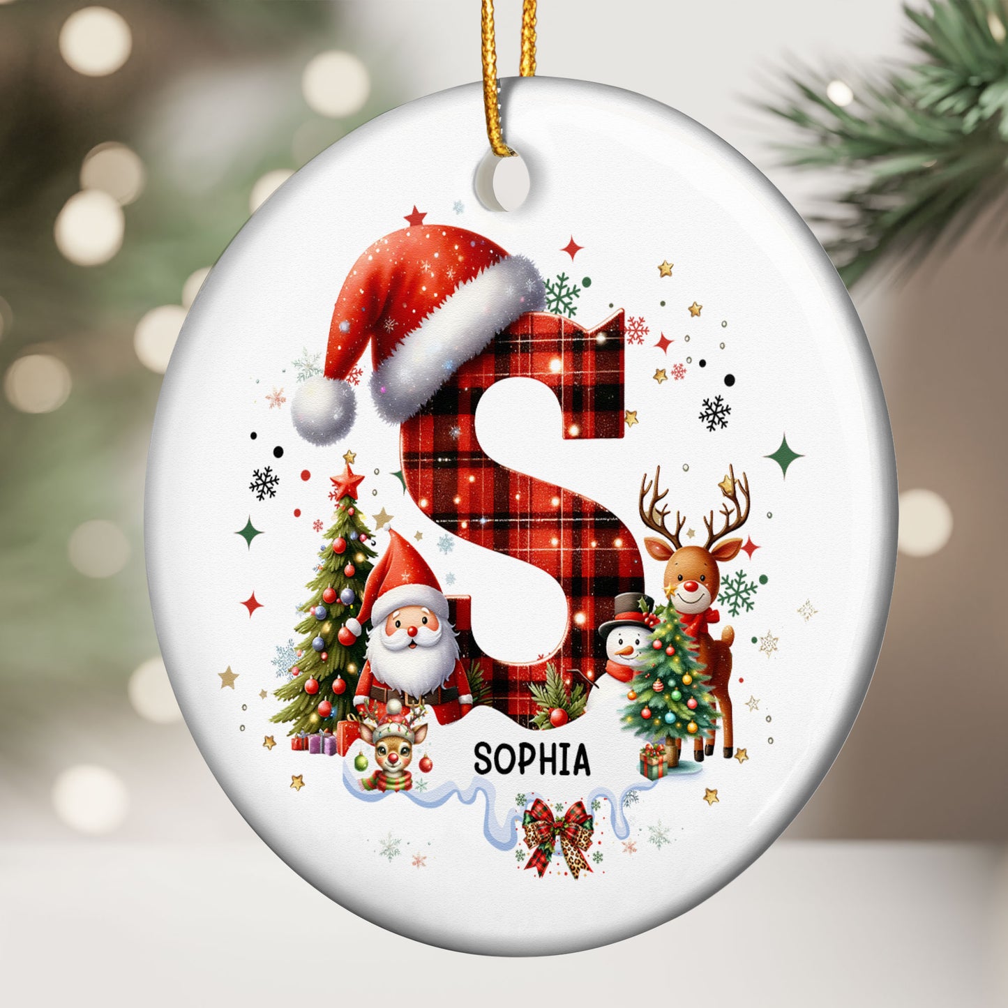 Custom Alphabet Christmas - Personalized Ceramic Ornament