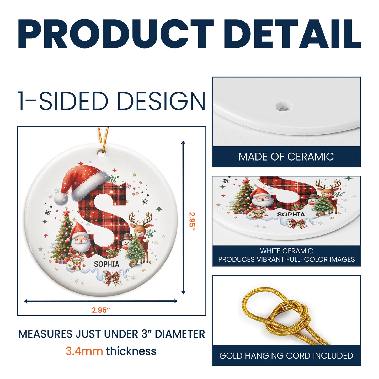 Custom Alphabet Christmas - Personalized Ceramic Ornament