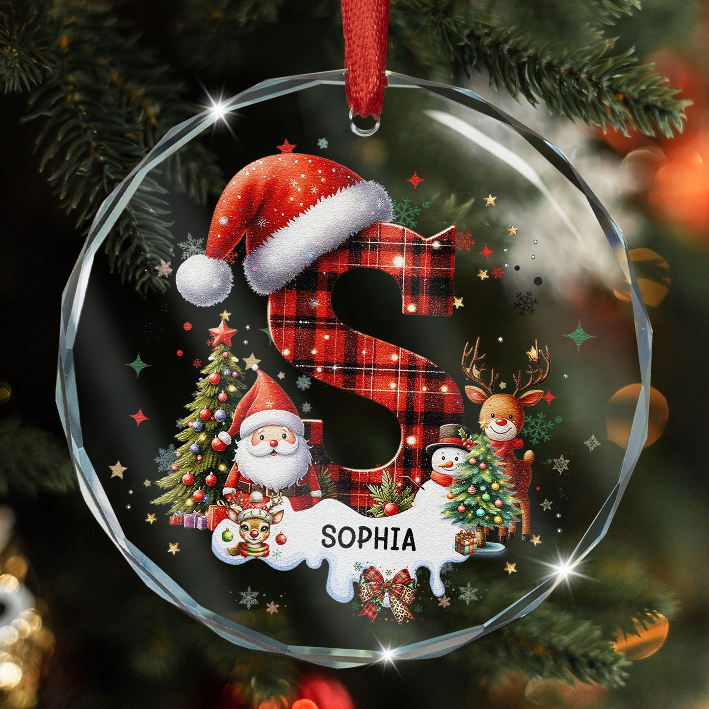Custom Alphabet Christmas - Personalized Glass Ornament