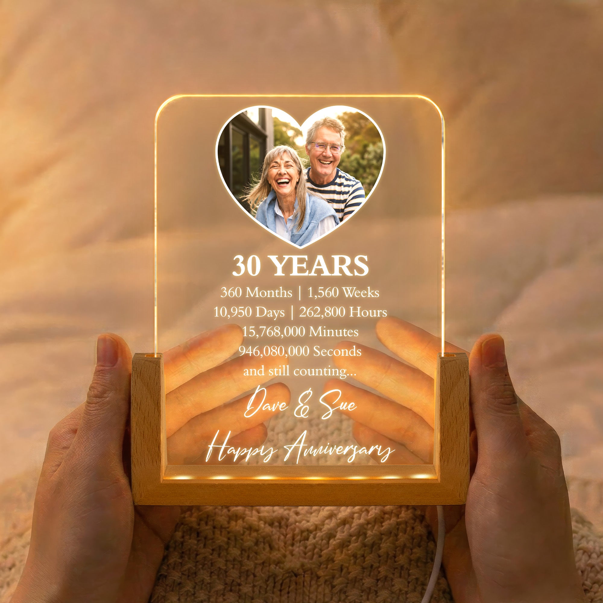 Custom Anniversary Counting Time, Custom Year For Couples, Him, Her, Parents - Personalized Night Light