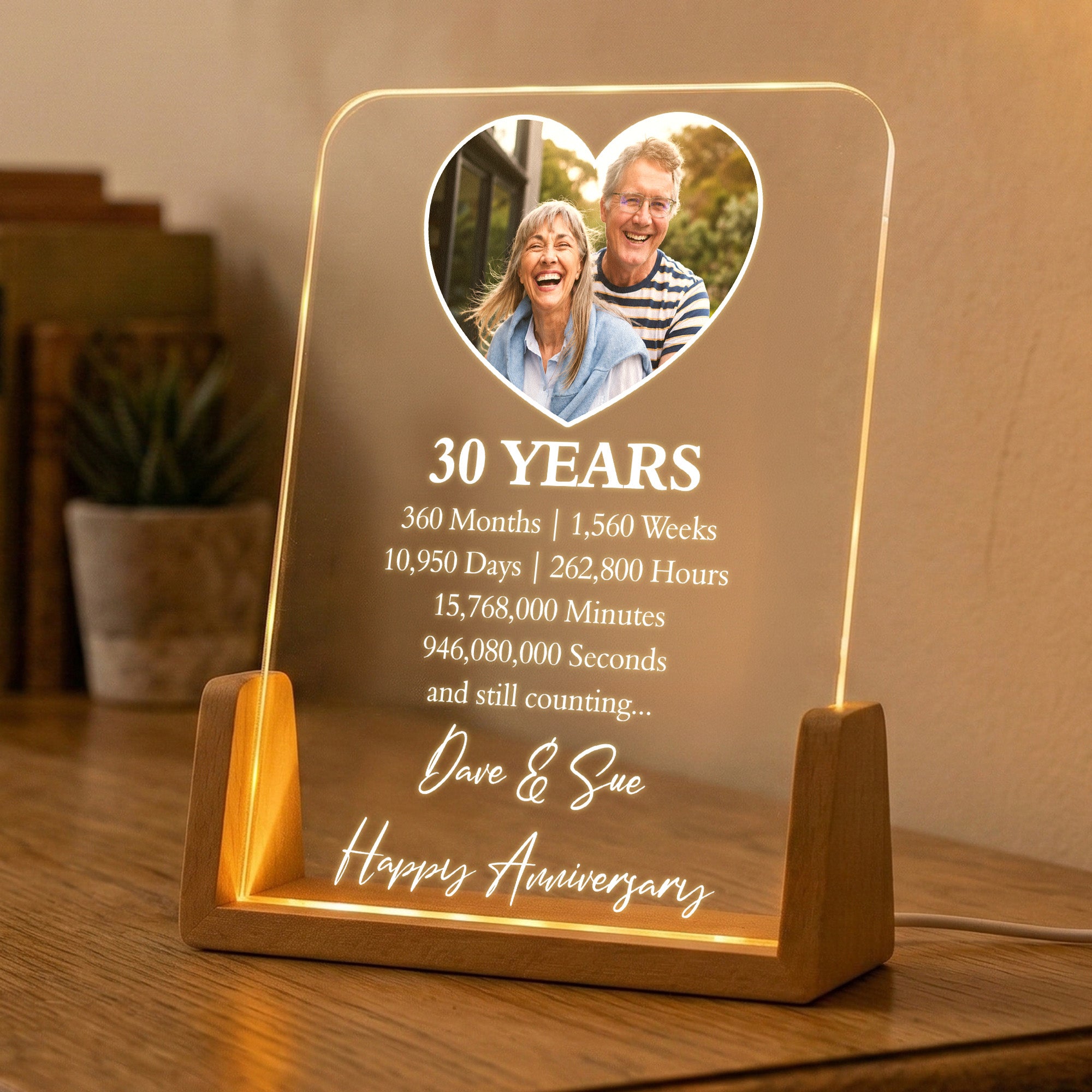Custom Anniversary Counting Time, Custom Year For Couples, Him, Her, Parents - Personalized Night Light