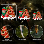Custom Baby Face Elf Gingerbread Alphabet - Personalized Acrylic Photo Ornament