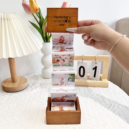 Custom Baby Photo With Our Littlest Love - Personalized Wooden Photo Box