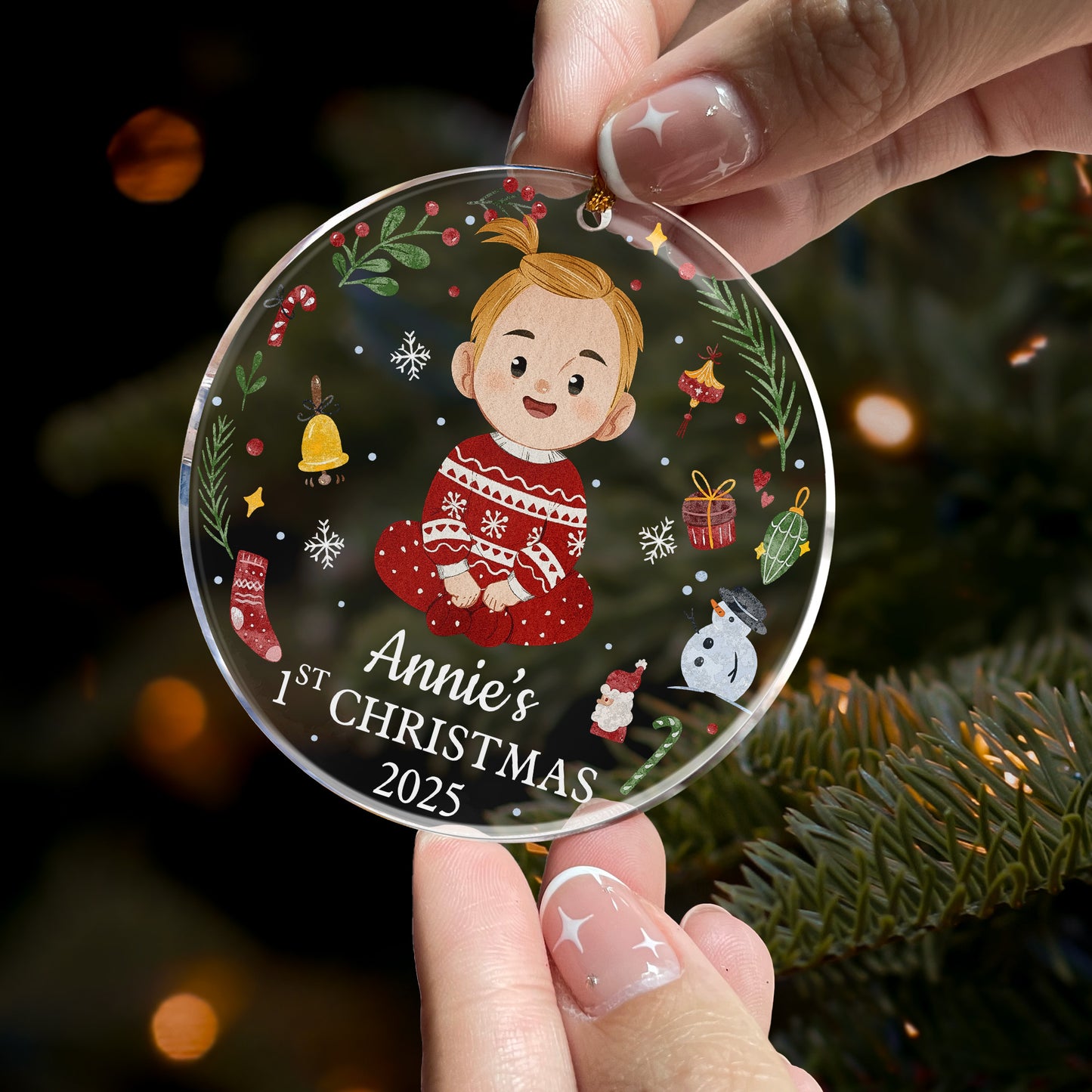 Custom Baby's First Christmas Ornament - Personalized Acrylic Ornament
