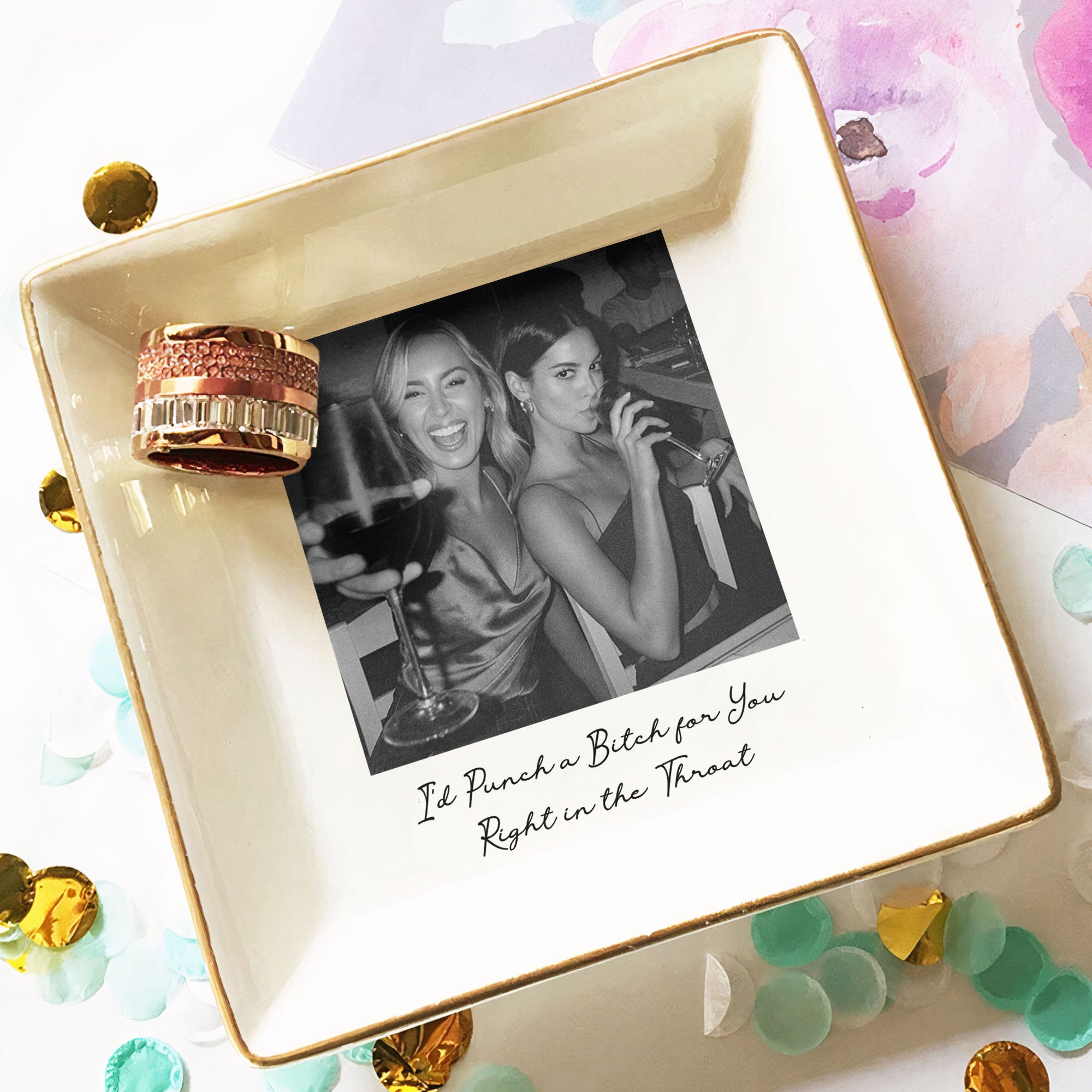 Custom Bestie Photo Trinket Tray For Best Friend Friendship Thank You Gifts - Personalized Jewelry Dish