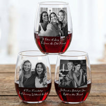 Custom Bestie Photo For Best Friend, Friendship Thank You Gifts - Personalized Photo Stemless Wine Glass