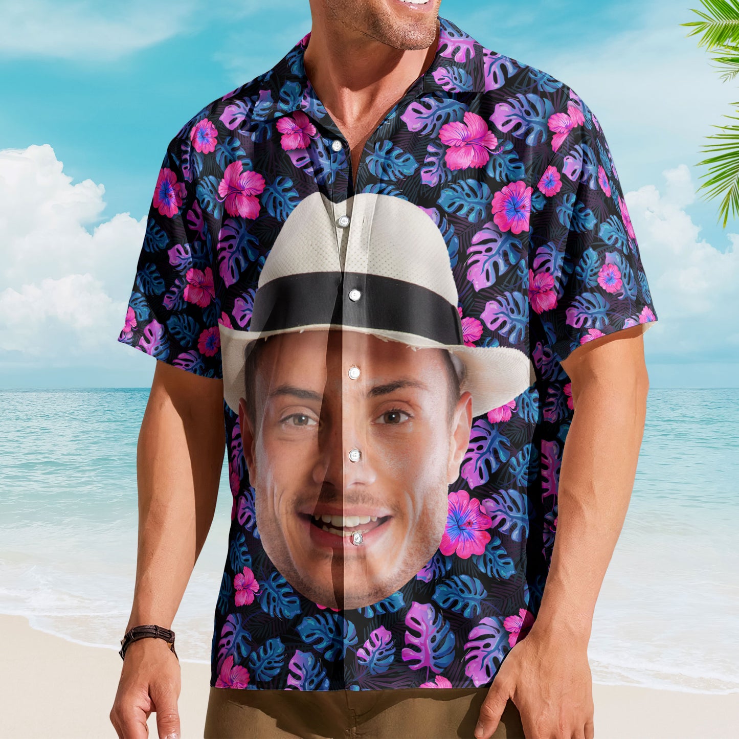 Custom Big Face Funny Photo Tropical Hawaii For Men, Women - Custom Photo Hawaiian Shirts
