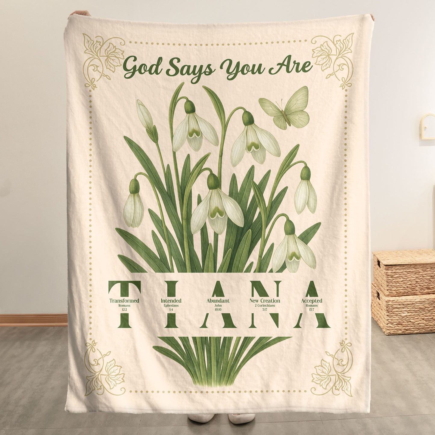 Custom Birth Flower And Name In Bible Verses For Women - Personalized Blanket