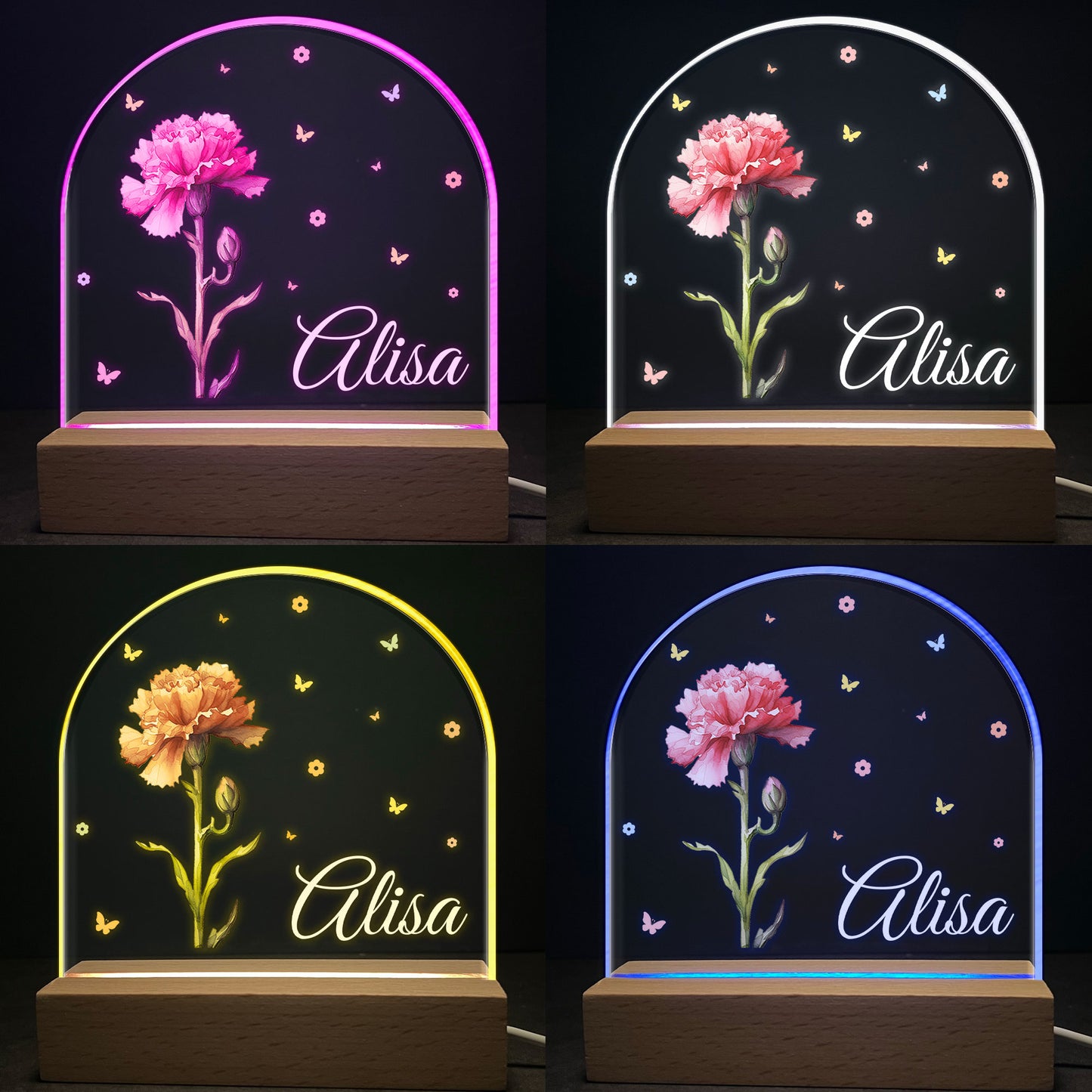 Custom Birth Flower - Birthday Gift For Daughter, Granddaughter - Personalized LED Light