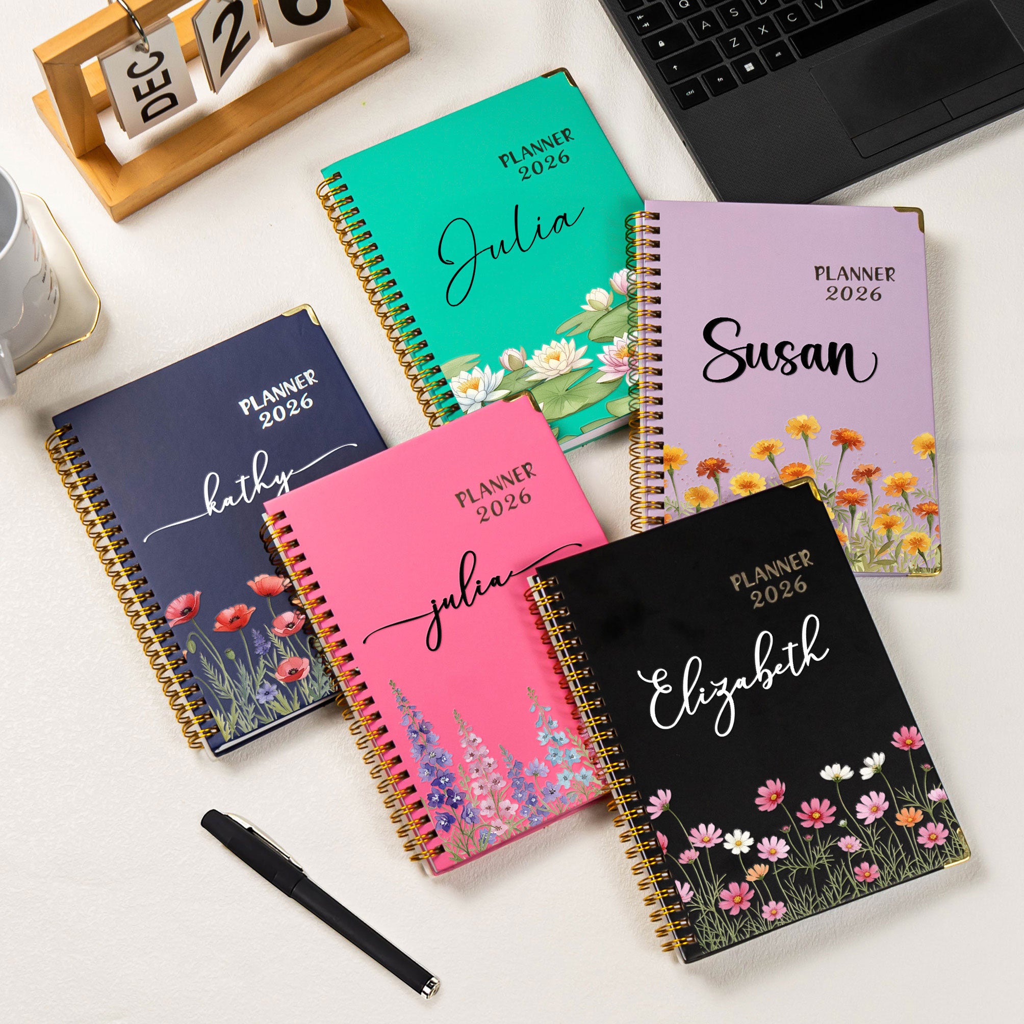 Custom Birth Flower Bullet Goal Planner - Personalized 2026 Planner
