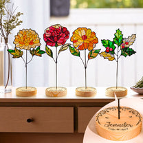 Custom Birth Flower - Custom Stained Glass Birth Flower Suncatcher