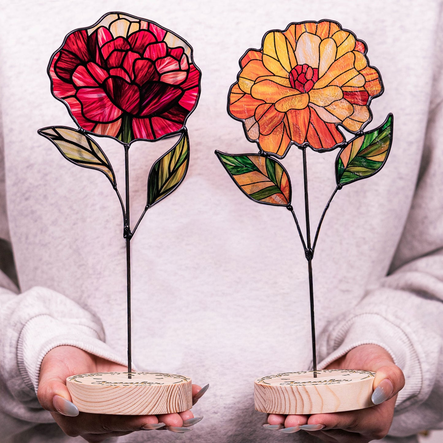 Custom Birth Flower - Custom Stained Glass Birth Flower Suncatcher