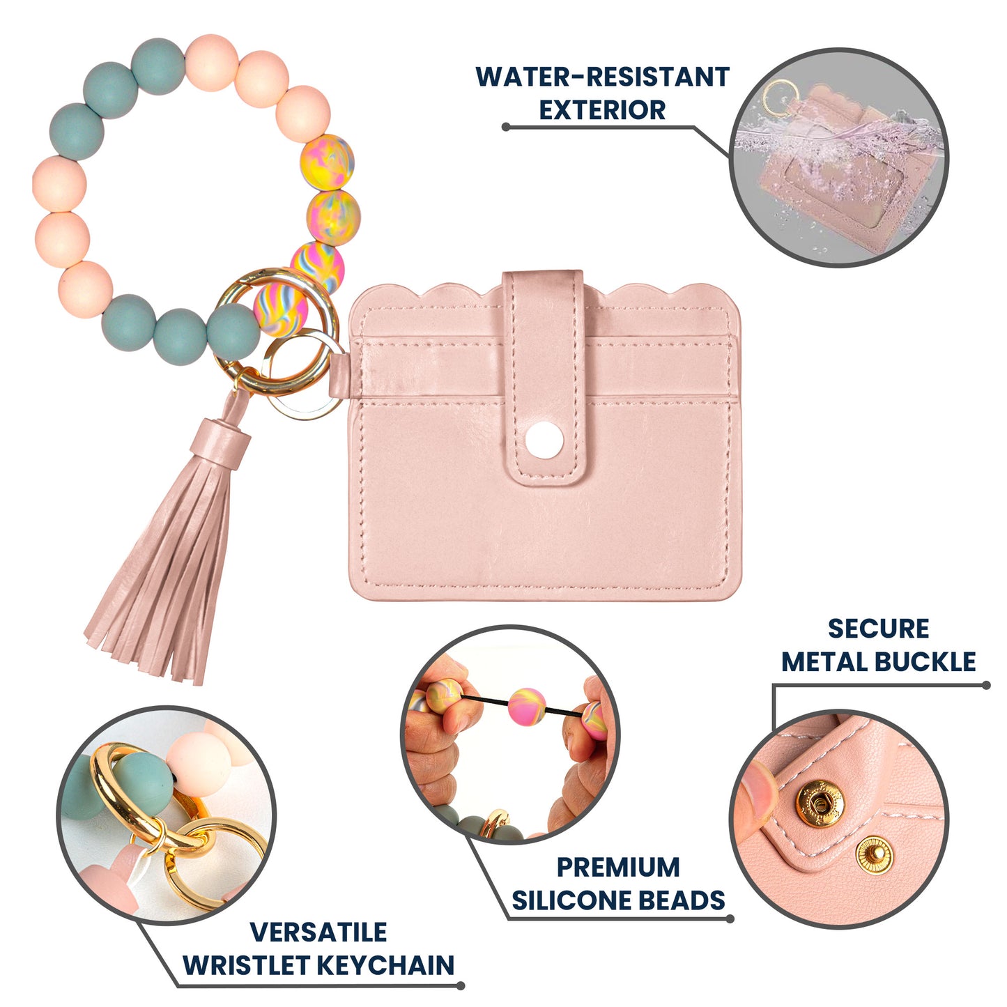 Custom Birth Flower For Daughter, Friend, Mom - Personalized Keychain Wristlet Leather Wallet