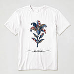 Custom Birth Flower For Her Leopart Printed Denim Birth Flower - Personalized Shirt