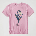Custom Birth Flower For Her Leopart Printed Denim Birth Flower - Personalized Shirt