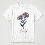 Custom Birth Flower For Her Leopart Printed Denim Birth Flower - Personalized Shirt