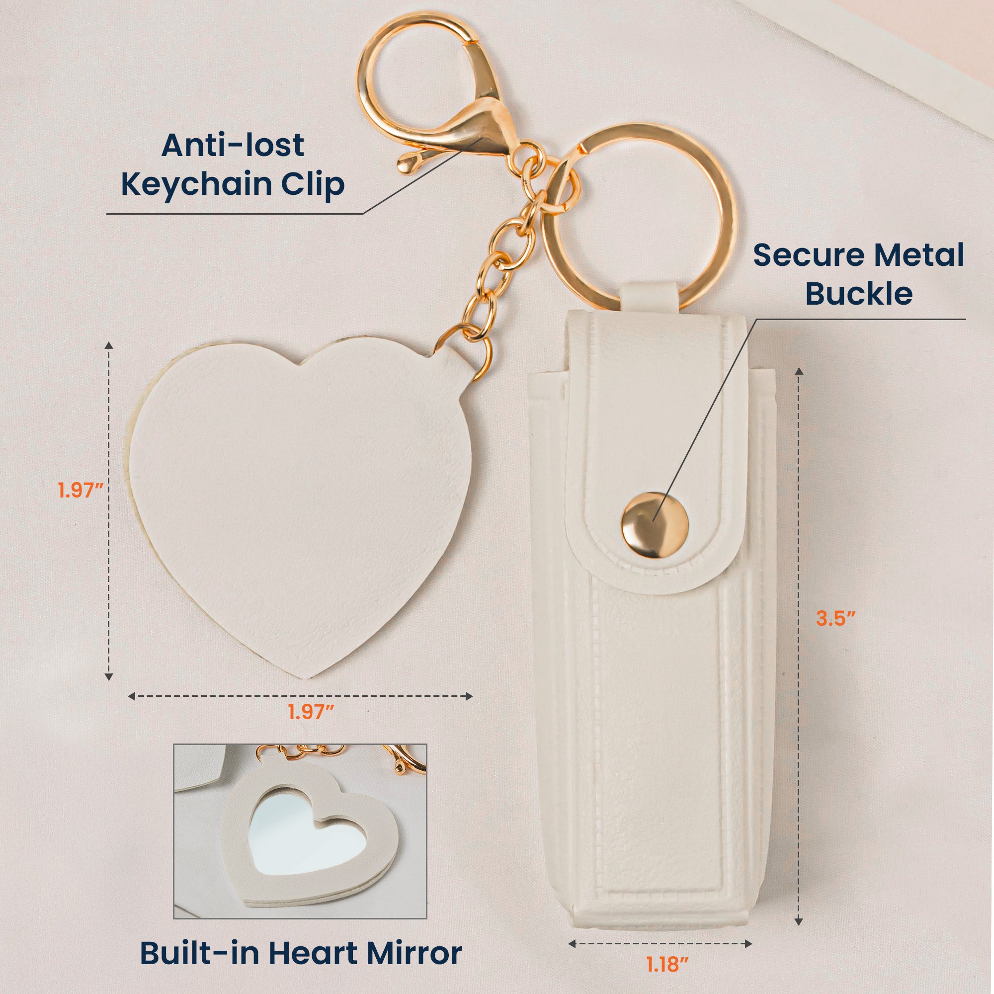 Custom Birth Flower For Her, Daughter, Wife Light Ver - Personalized Leather Lipstick Case With Mirror Keychain