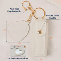 Custom Birth Flower For Her, Daughter, Wife Light Ver - Personalized Leather Lipstick Case With Mirror Keychain