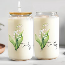 Custom Birth Flower Gift For Her, Wife, Daughter, Friends, Sisters - Personalized Clear Glass Cup