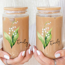 Custom Birth Flower Gift For Her, Wife, Daughter, Friends, Sisters - Personalized Clear Glass Cup