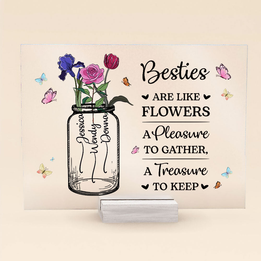 Custom Birth Flower - Gifts For Friends, Besties, Sisters - Personalized Acrylic Plaque