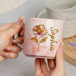Custom Birth Flower - Gifts For Her, Daughters, Moms, Besties - Personalized Marble Mug