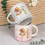 Custom Birth Flower - Gifts For Her, Daughters, Moms, Besties - Personalized Marble Mug
