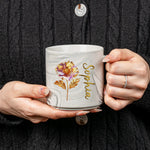Custom Birth Flower - Gifts For Her, Daughters, Moms, Besties - Personalized Marble Mug
