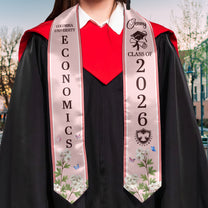 Custom Birth Flower Graduation Gift For Her, Sisters, Daughter, Friends - Personalized Graduation Stole