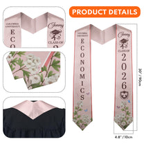 Custom Birth Flower Graduation Gift For Her, Sisters, Daughter, Friends - Personalized Graduation Stole