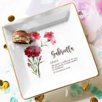 Custom Birth Flower Initial With Bible Verse - Personalized Jewelry Dish