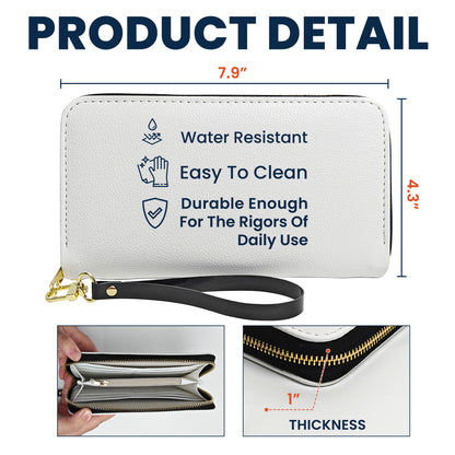Custom Birth Flower It Takes A Long Time To Grow An Old Friend Toile De Jouy - Personalized Leather Long Wallet