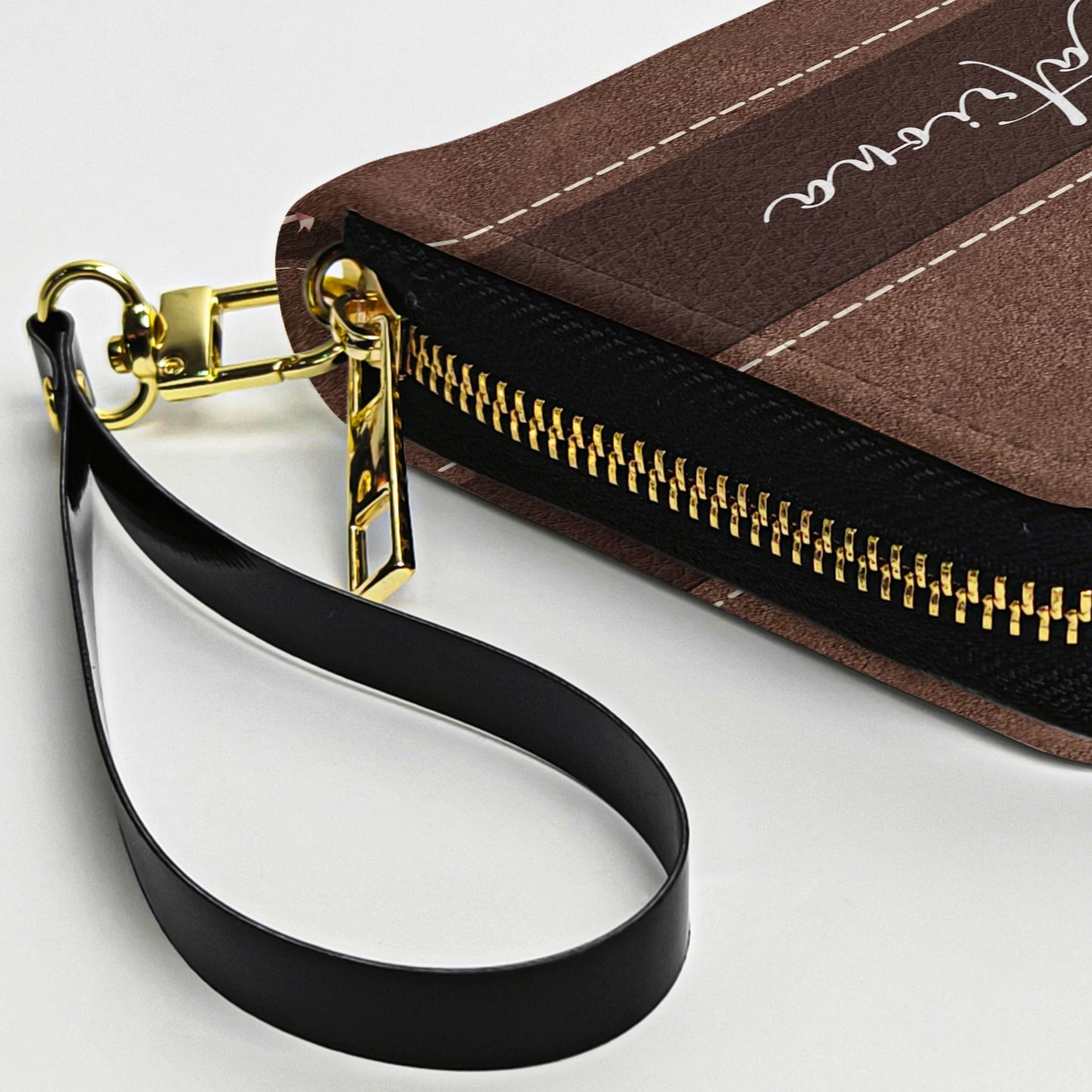 Custom Birth Flower Monogram Letter - Personalized Leather Long Wallet