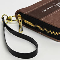 Custom Birth Flower Monogram Letter - Personalized Leather Long Wallet