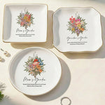 Custom Birth Flower - Mother's Day Gift For Mom From Daughter, Son - Personalized Jewelry Dish