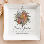 Custom Birth Flower - Mother's Day Gift For Mom From Daughter, Son - Personalized Jewelry Dish