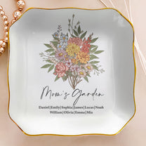 Custom Birth Flower - Mother's Day Gift For Mom From Daughter, Son - Personalized Jewelry Dish