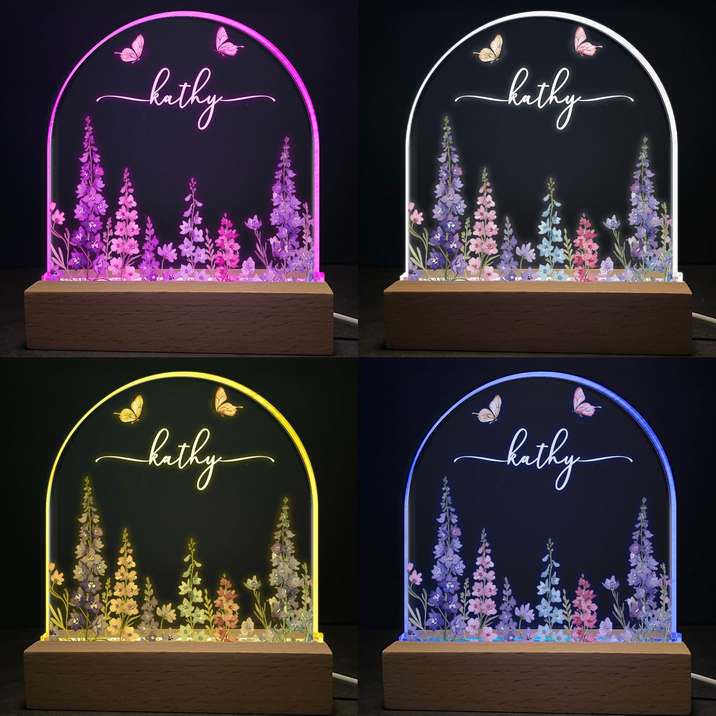 Custom Birth Flower Night Light For Baby Girl Daughter Nursery Decor - Personalized LED Light