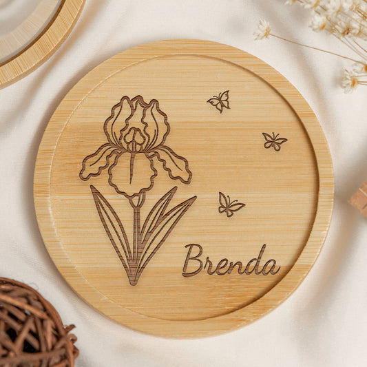 Custom Birth Flower - Personalized Wooden Coaster
