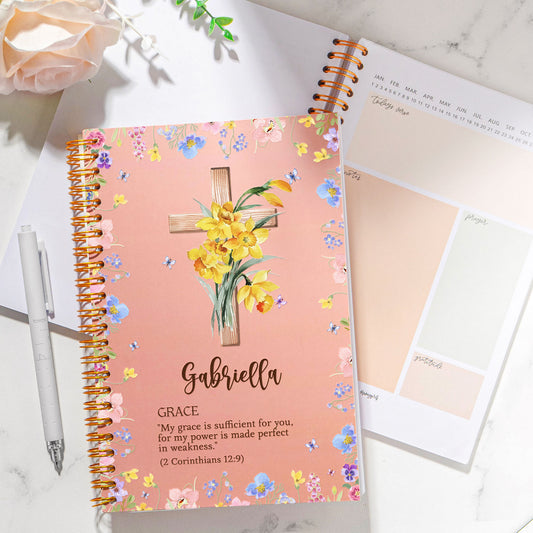 Custom Birth Flower With Bible Verse Match With Name - Personalized Prayer Journal